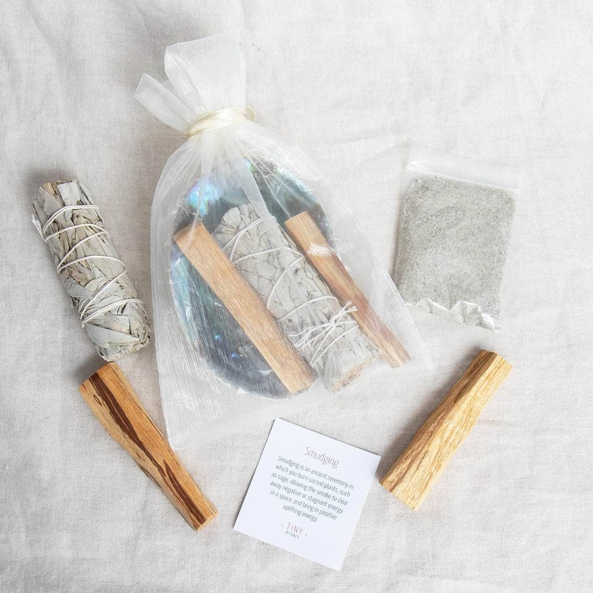 Palo Santo Smudge Kit with Abalone Shell by Tiny Rituals - Gwella