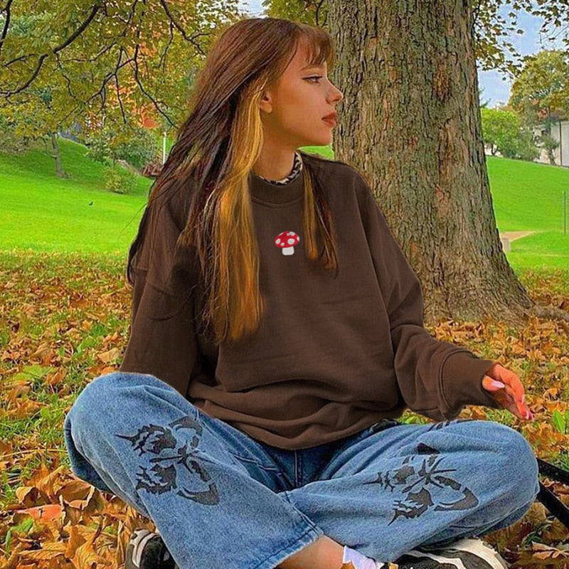Mushroom Embroidered Sweater